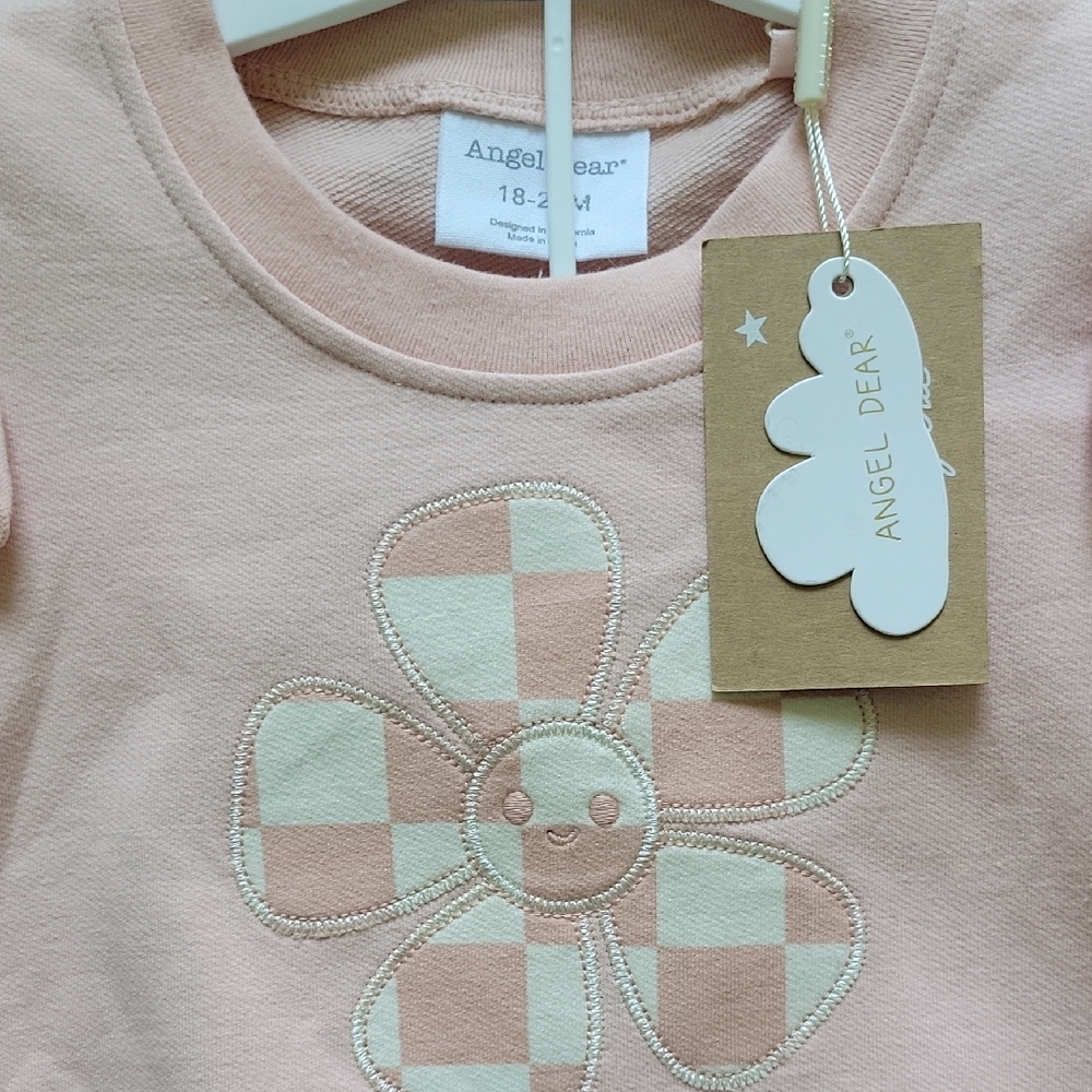 Pink Ruffle Sweatshirt and Checkered Pants Set - Picture 2 of 2